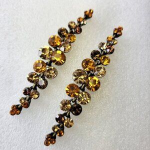 Yellow Crystal Drop Earrings Long Dangling Crystal Earrings